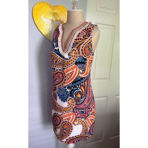 🪸 LAUNDRY by SHELLI SEGAL Paisley & Fringe Shift Dress - Picture 4 of 10